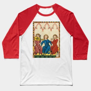 MEDIEVAL MUSIC AND MUSICIANS ,ANTIQUE MINIATURE WITH WILD ROSES Baseball T-Shirt